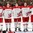 TORONTO, CANADA - DECEMBER 30: Denmark players are all smiles during the national anthem after defeating Switzerland 4-3 in a shootout during  preliminary round action at the 2015 IIHF World Junior Championship. (Photo by Andre Ringuette/HHOF-IIHF Images)

